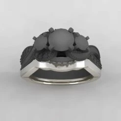 Custom, Gold Wedding Band, Mate To Three-Stone Twist Shank Ring