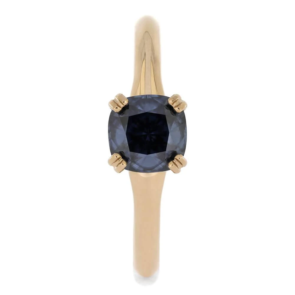 Blue Moissanite Engagement Ring With Fleur De Lis Setting 5 Blue Moissanite Engagement Ring With Fleur De Lis Setting - Image 3