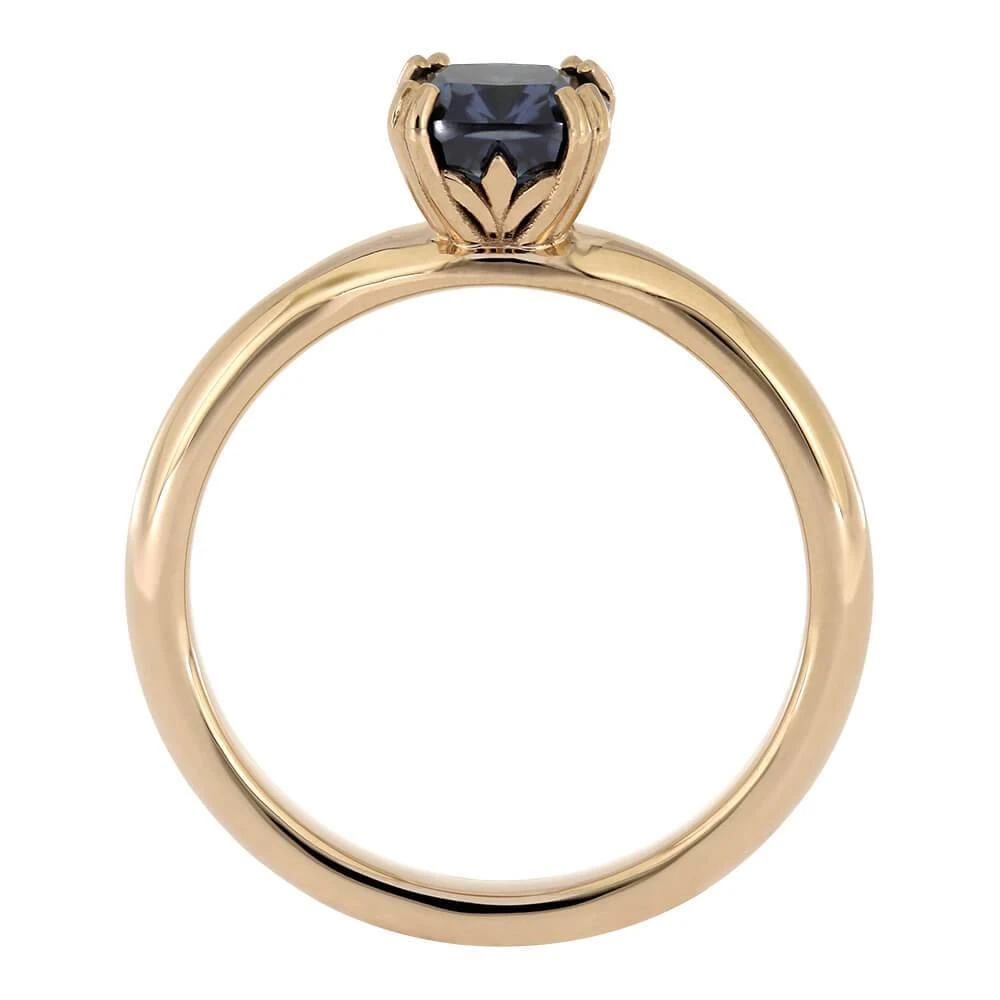 Blue Moissanite Engagement Ring With Fleur De Lis Setting 7 Blue Moissanite Engagement Ring With Fleur De Lis Setting - Image 5