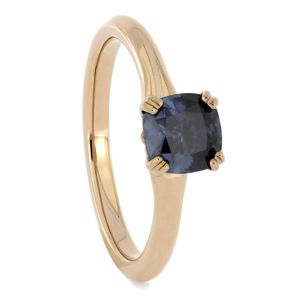 Blue Moissanite Engagement Ring With Fleur De Lis Setting 4 Blue Moissanite Engagement Ring With Fleur De Lis Setting - Image 2