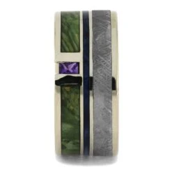 Men's Wedding Ring With Meteorite & Colored Woods 8 Men's Wedding Ring With Meteorite & Colored Woods -Johan Jewelry Shop 5219 1E
