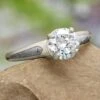 Round Cut Moissanite & Meteorite Engagement Ring -Johan Jewelry Shop 5230wgart