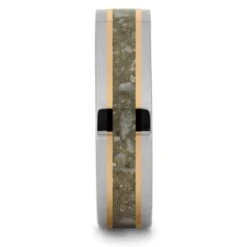 Tungsten Memorial Ring With Ashes & Rose Gold Pinstripes -Johan Jewelry Shop 5320TU FP RGAS 1