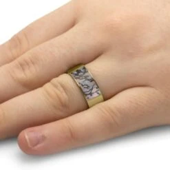 Fossil Signet Ring With Dinosaur Bone -Johan Jewelry Shop 5339YGDinoHandshot