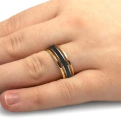 Gold And Jade Wedding Band With Maple Wood 13 Gold And Jade Wedding Band With Maple Wood -Johan Jewelry Shop 5354YGHandshot