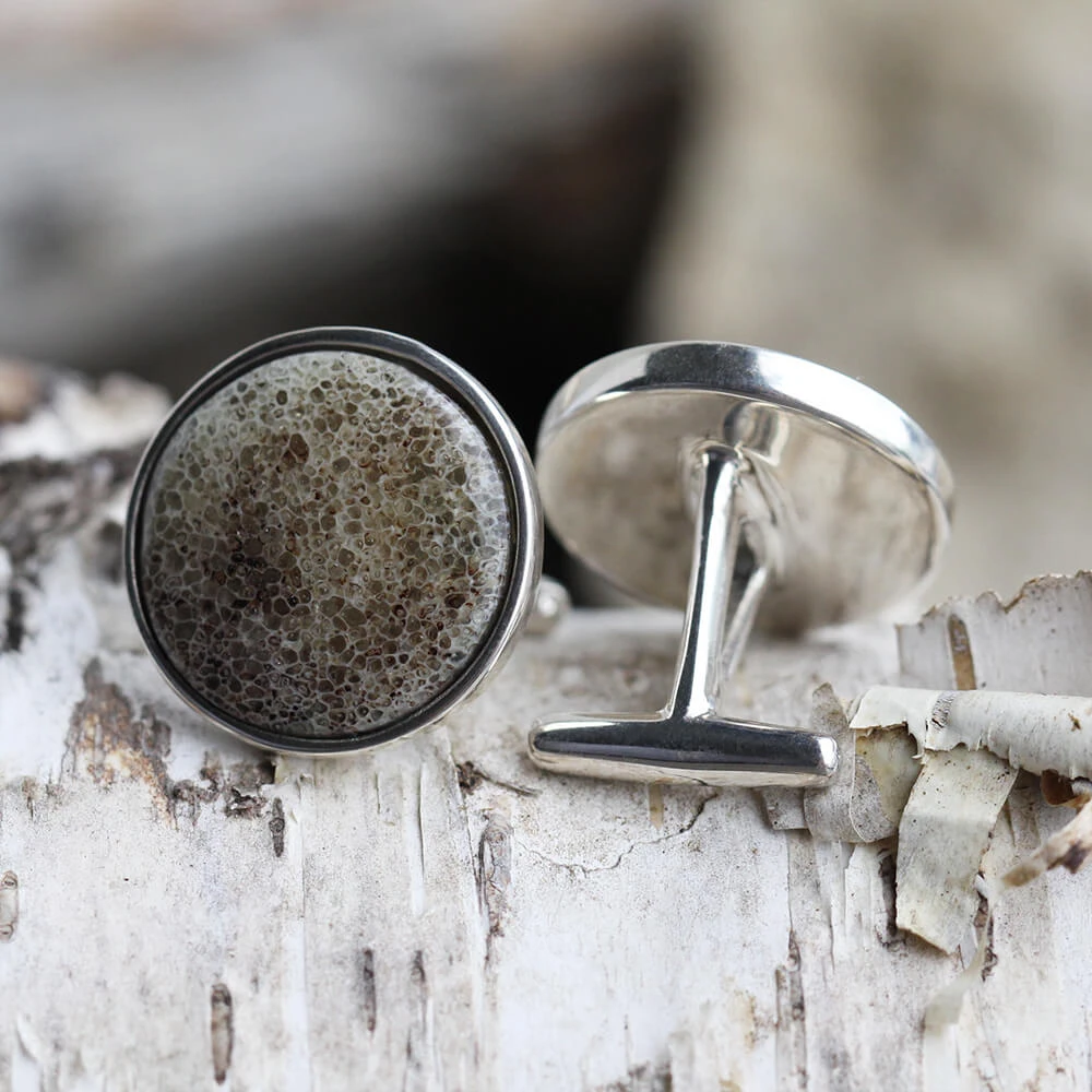 Round Cuff Links With Deer Antler 9 Round Cuff Links With Deer Antler - Image 7