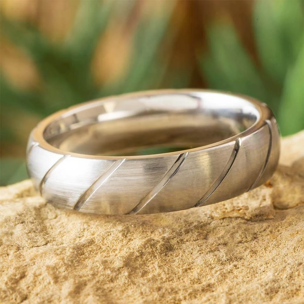 Custom Titanium Wedding Band With Spiral Grooved Profile 3 Custom Titanium Wedding Band With Spiral Grooved Profile