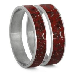 Red Stardust Inlay Components For Modular Rings