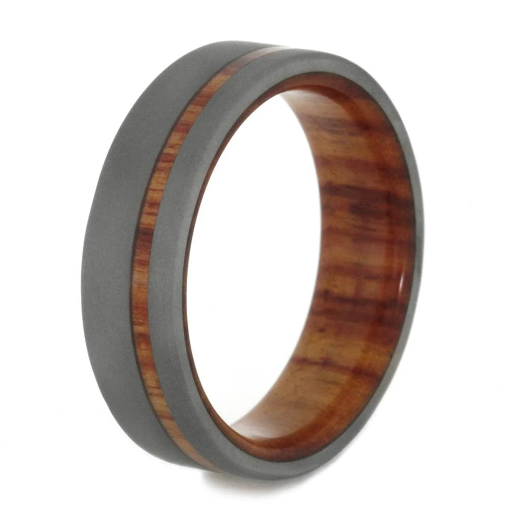 Exotic Wood & Sandblasted Titanium Ring 6 Exotic Wood & Sandblasted Titanium Ring - Image 4