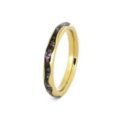 Abalone Wedding Band With Wavy Design In Gold -Johan Jewelry Shop 5c3bdb7b89c521ccec27e725a264049b