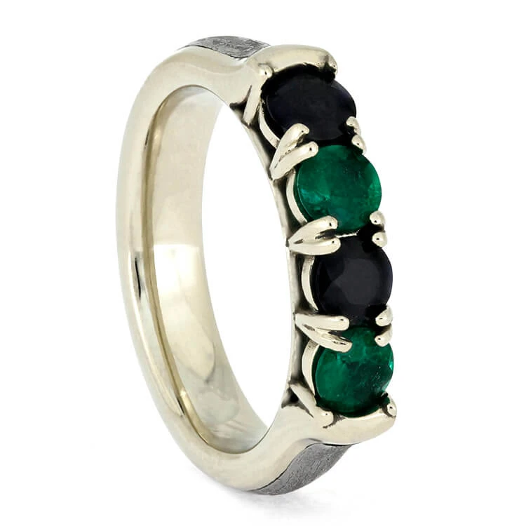 Four Stone Ring With Meteorite Inlay 4 Four Stone Ring With Meteorite Inlay - Image 2