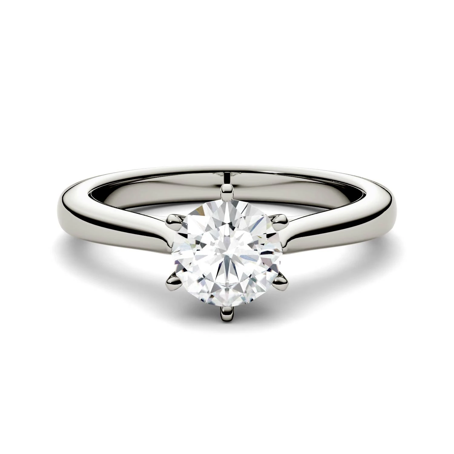 6.5mm Charles & Colvard Round Moissanite Solitaire Engagement Ring 4 6.5mm Charles & Colvard Round Moissanite Solitaire Engagement Ring - Image 2