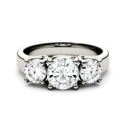 2 Carat TW Charles & Colvard Moissanite Three Stone Ring In White Gold