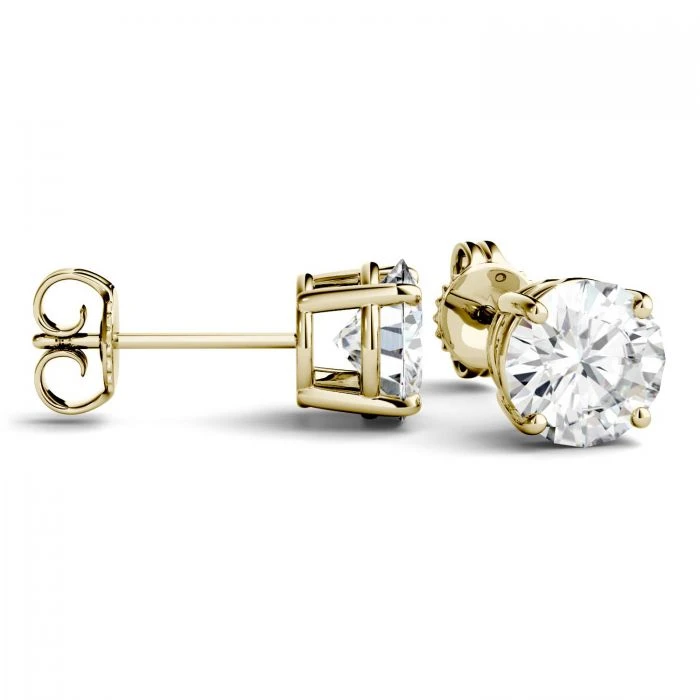 2 Carat TW Charles & Colvard Moissanite Stud Earrings In Yellow Gold 4 2 Carat TW Charles & Colvard Moissanite Stud Earrings In Yellow Gold - Image 2