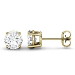 3 Carat TW Charles & Colvard Moissanite Stud Earrings In Yellow Gold