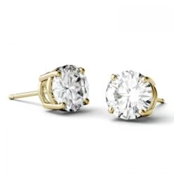 3 Carat TW Charles & Colvard Moissanite Stud Earrings In Yellow Gold -Johan Jewelry Shop 612704.C