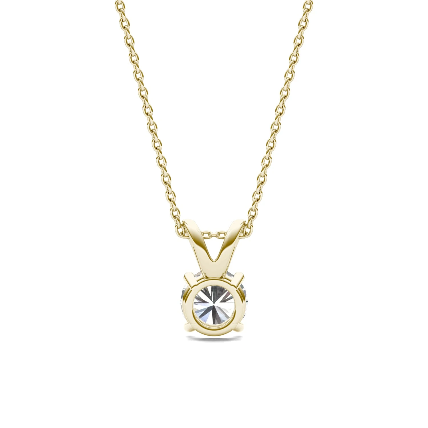 Yellow Gold Solitaire Moissanite Necklace By Charles & Colvard 4 Yellow Gold Solitaire Moissanite Necklace By Charles & Colvard - Image 2