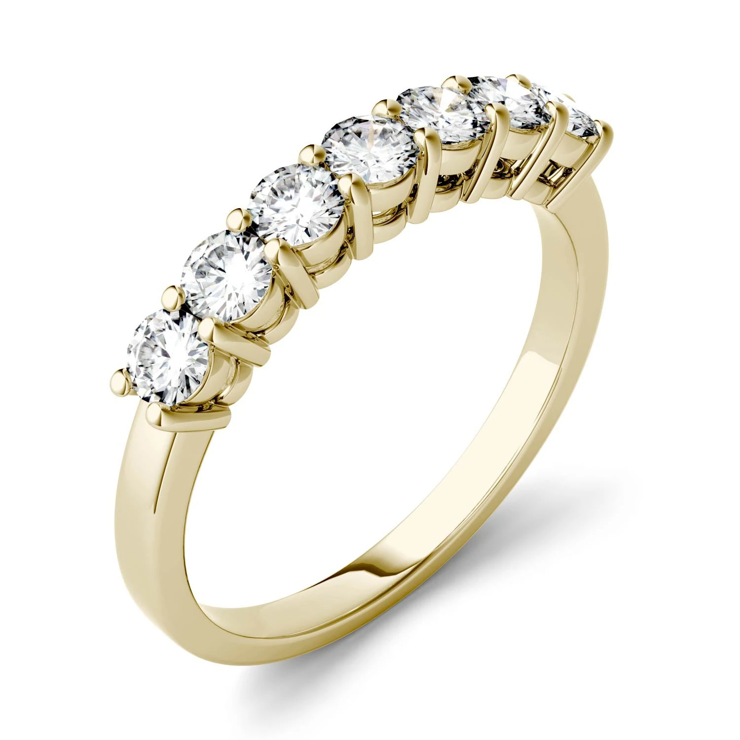 Charles & Colvard Moissanite Seven Stone Gold Ring 3 Charles & Colvard Moissanite Seven Stone Gold Ring