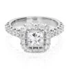 Charles & Colvard Moissanite Square Halo Ring In White Gold