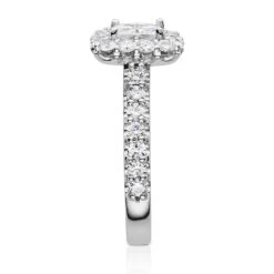 Charles & Colvard Moissanite Square Halo Ring In White Gold -Johan Jewelry Shop 612942.C