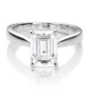 Charles & Colvard Moissanite Emerald Cut Solitaire Engagement Ring In White Gold