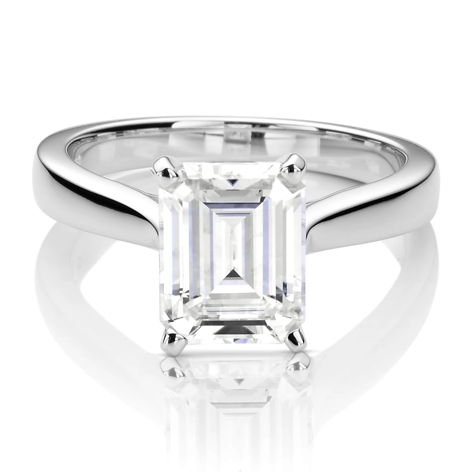 Charles & Colvard Moissanite Emerald Cut Solitaire Engagement Ring In White Gold 3 Charles & Colvard Moissanite Emerald Cut Solitaire Engagement Ring In White Gold