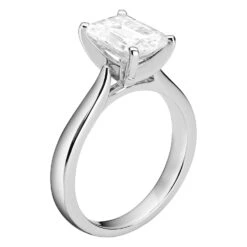 Charles & Colvard Moissanite Emerald Cut Solitaire Engagement Ring In White Gold 8 Charles & Colvard Moissanite Emerald Cut Solitaire Engagement Ring In White Gold -Johan Jewelry Shop 612945.A