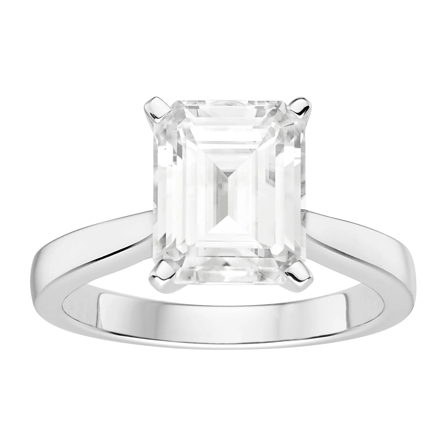Charles & Colvard Moissanite Emerald Cut Solitaire Ring In White Gold 7 Charles & Colvard Moissanite Emerald Cut Solitaire Ring In White Gold - Image 5