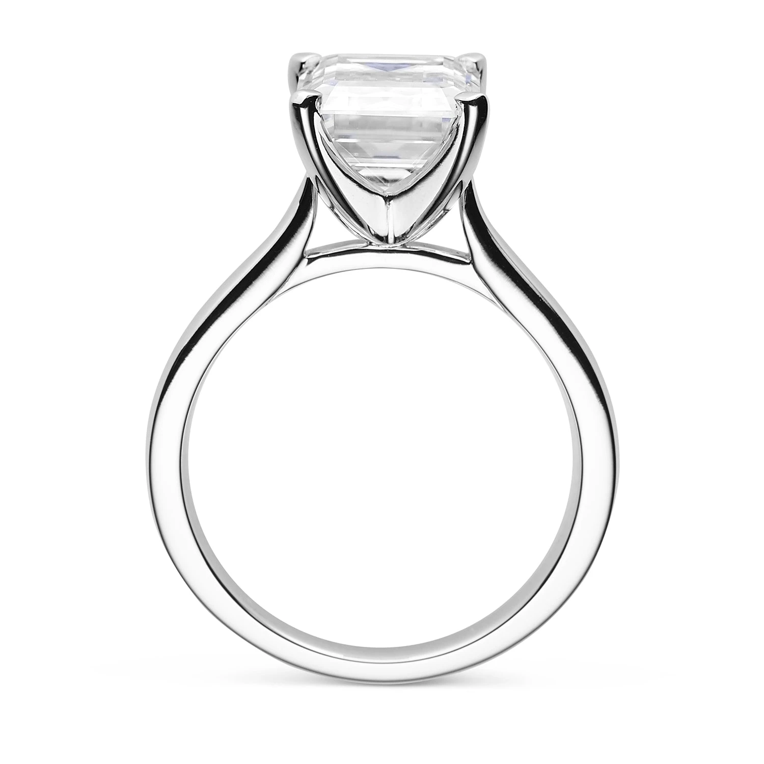 Charles & Colvard Moissanite Emerald Cut Solitaire Ring In White Gold 6 Charles & Colvard Moissanite Emerald Cut Solitaire Ring In White Gold - Image 4