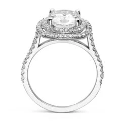 Charles & Colvard Moissanite Cushion Double Halo Ring In White Gold -Johan Jewelry Shop 612947.A