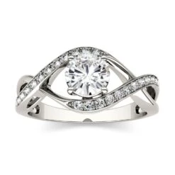 Charles & Colvard 6mm Moissanite Swirl Solitaire Ring In White Gold