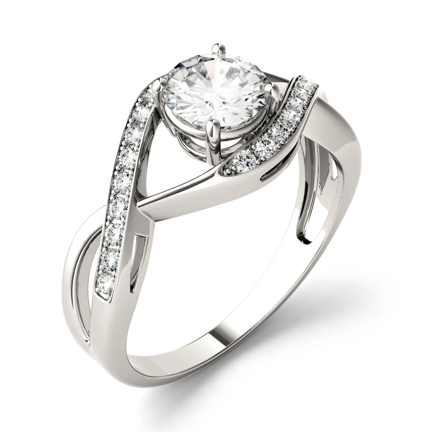 Charles & Colvard 6mm Moissanite Swirl Solitaire Ring In White Gold 5 Charles & Colvard 6mm Moissanite Swirl Solitaire Ring In White Gold - Image 3