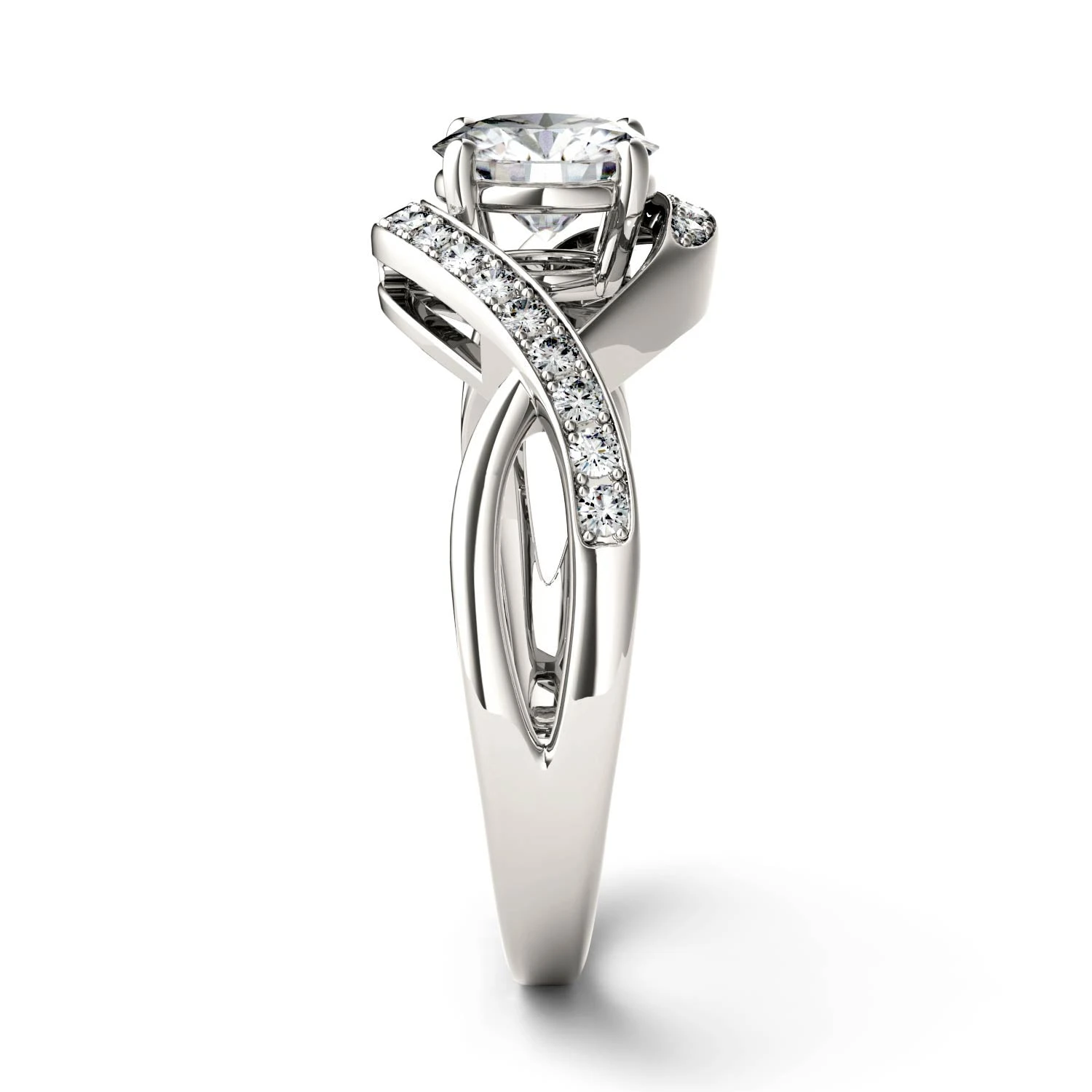 Charles & Colvard 6mm Moissanite Swirl Solitaire Ring In White Gold 4 Charles & Colvard 6mm Moissanite Swirl Solitaire Ring In White Gold - Image 2