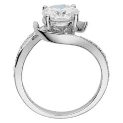 Charles & Colvard Moissanite Bypass Solitaire Ring In White Gold -Johan Jewelry Shop 612954.A