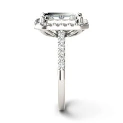 Charles & Colvard Emerald Cut Moissanite Halo Ring In White Gold -Johan Jewelry Shop 621298 5a 201807020000