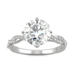 Pave Charles & Colvard Moissanite Statement Ring In White Gold