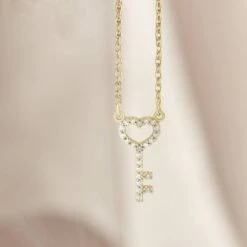 Natural Diamond Heart Key Necklace