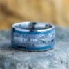 Wide Blue Wedding Band With Mokume Gane, Damascus & Meteorite -Johan Jewelry Shop 68e7687e6060b5da27b8b60eb55a0a1e