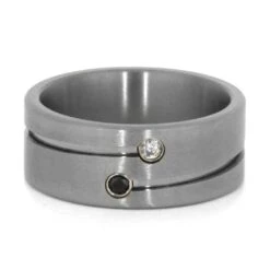 Double Diamond Ring In Grooved Titanium Wedding Band 12 Double Diamond Ring In Grooved Titanium Wedding Band -Johan Jewelry Shop 6f3889f423a2bddc3102afda0f44487b