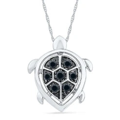 Turtle Necklace With Black Diamonds 9 Turtle Necklace With Black Diamonds -Johan Jewelry Shop 70229