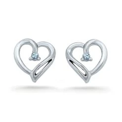 Tiny Diamond Heart Stud Earrings
