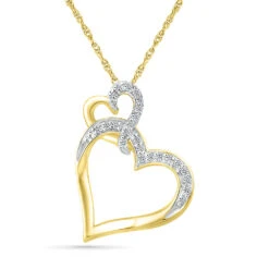 Unique Diamond Double Heart Necklace -Johan Jewelry Shop 72333 Y