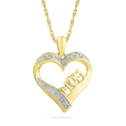Heart Mom Necklace Accented With Diamonds 9 Heart Mom Necklace Accented With Diamonds -Johan Jewelry Shop 72417 Y