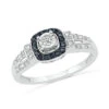 Halo Black & White Diamond Engagement Ring -Johan Jewelry Shop 72741