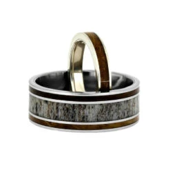 Whiskey Barrel Wood And Antler Ring Set -Johan Jewelry Shop 72d56c97cc3a7d2d4b0be4ffd9b57aa6