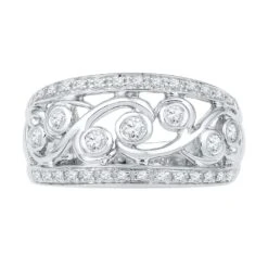 Vintage Style Diamond Swirl Fashion Ring