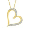 Diamond Tilted Heart Pendant Necklace -Johan Jewelry Shop 73598 Y
