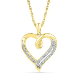 Large Diamond Heart Pendant Necklace -Johan Jewelry Shop 73600 Y