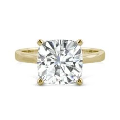 Yellow Gold Solitaire Ring With A Cushion Cut Charles & Colvard Moissanite -Johan Jewelry Shop 742983 4a 202007161250