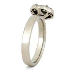 Flower Shaped Engagement Ring With Meteorite And Moissanite -Johan Jewelry Shop 752ed8c9f65ca5556574fb941e40f66a